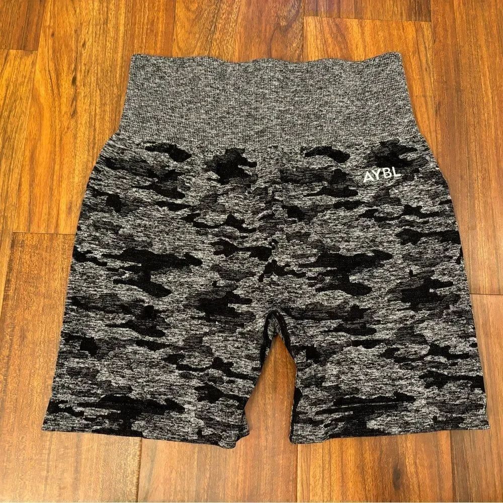 AYBL Seamless Grey/Black Camo Athletic Workout Shorts